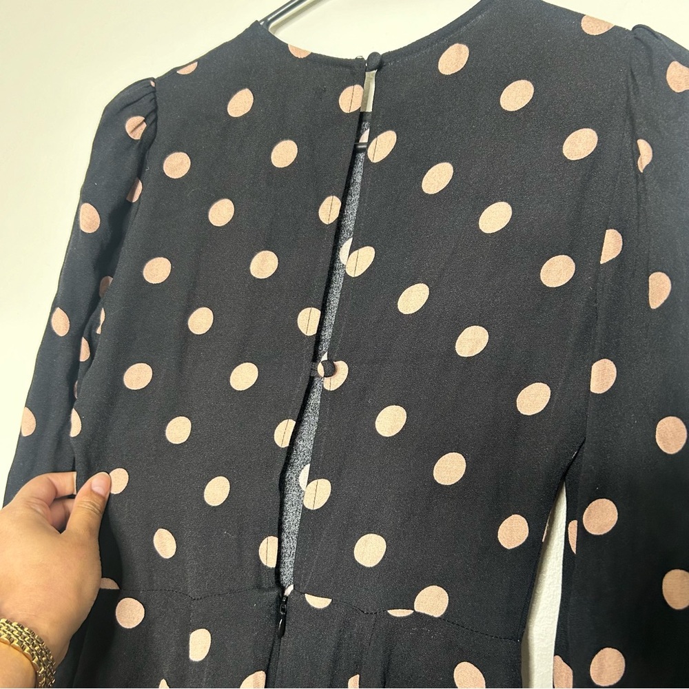 Reformation Black and Pink Polka Dot Long Sleeve Dress - Picture 8 of 9